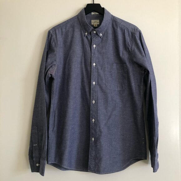 J. Crew Speckled Chambray Shirt, Medium, Slim - Picture 1 of 8